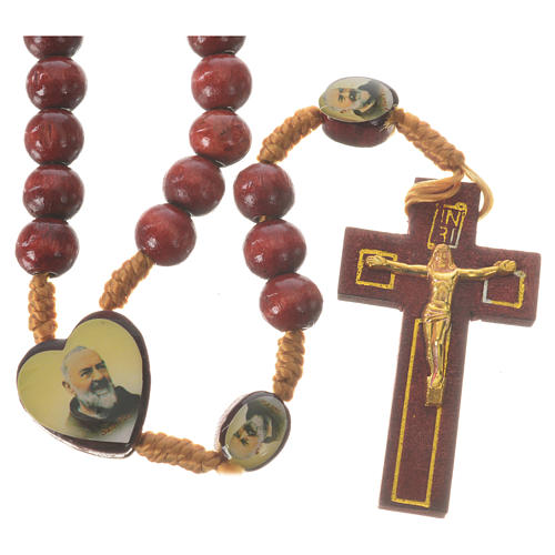 rosary p pio and jesus misericordial wood 