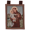 Saint Anthony of Padua with flowers tapestry with frame and hooks 50x40 cm