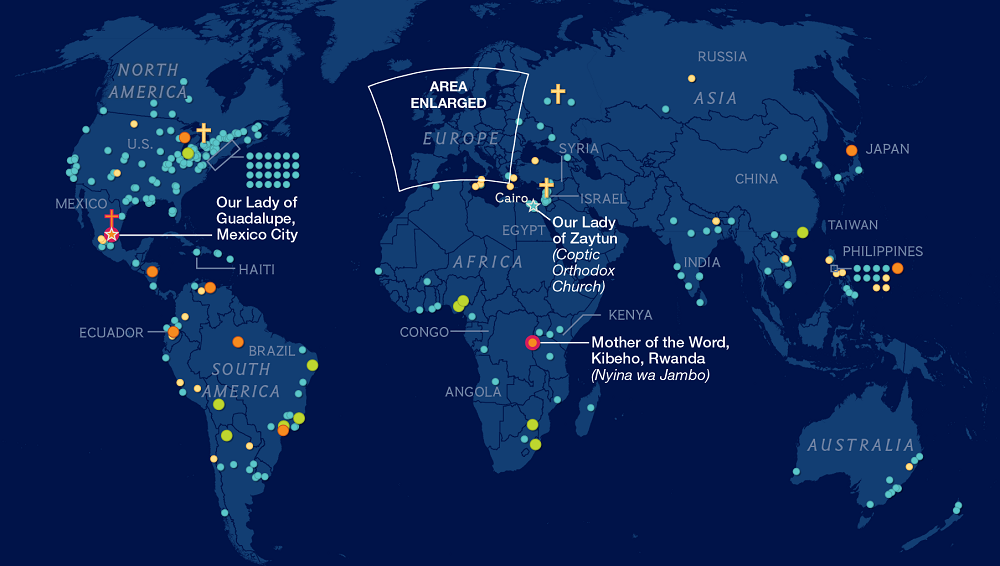 World Map of Marian Apparitions - Copia