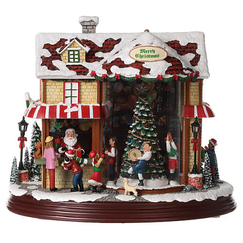 animated christmas village santas shop 25x30x15 cm