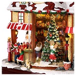 animated christmas village santas shop 25x30x15 cm