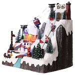 christmas village animated skaters and skiers 30x30x20 cm