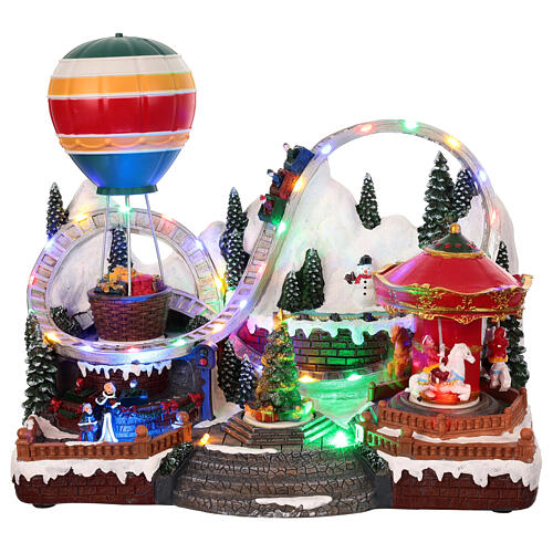 christmas village rides animated amusement park lights music