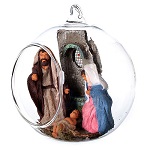 holy family statue in glass ball 7 cm neapolitan nativity