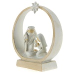 modern nativity scene holy family round stable in resin 10x10x5 cm