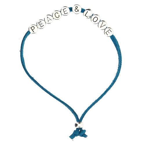 peace and love bracelet of light blue alcantara