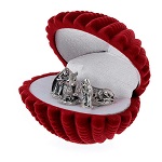 shell nativity box set in red velvet