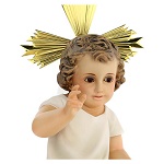 Baby Jesus with rays in wood paste, 14 inches elegant finish