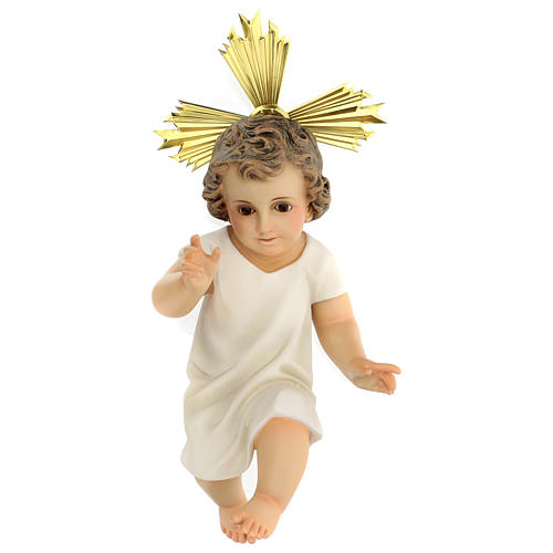 Baby Jesus with rays in wood paste, 14 inches elegant finish